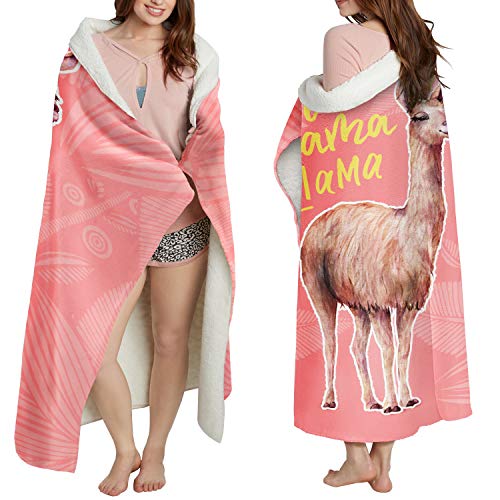 Loong Design Pink Llama Throw Blanket Super Soft, Fluffy, Premium Sherpa Fleece Blanket 50'' x 60'' Fit for Sofa Chair Bed Office Travelling Camping Gift