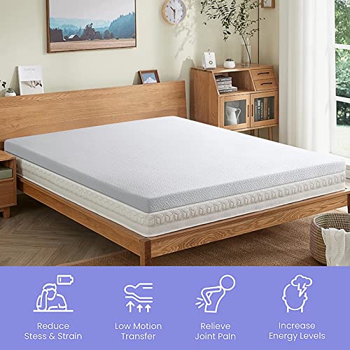 3 Inch Twin Memory Foam Mattress Topper Cooling Gel Infusion Ventilated Design Removable Bamboo Breathable and Washable Cover with Strap