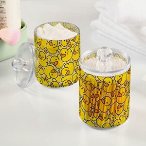 Rubber Duck Cotton Swab Holder Bathroom Containers Jars with Lids Set Cotton Ball Pad Round Holder Jar for Cotton Swab Ball Rounds Makeup Sponges Bathroom Organizer Storage, 2 Pack