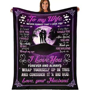 aizhuang personalized to my wife blanket from husband, cozy super soft plush fleece throw blanket with quotes, for birthday, anniversary and valentine's day (60x80 inches)