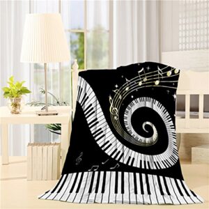 flannel fleece bed blanket 50 x 80 inch music decor throw blanket lightweight cozy plush blanket for bedroom living rooms sofa couch - abstract musical notes with piano