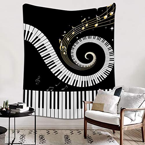 Flannel Fleece Bed Blanket 50 x 80 inch Music Decor Throw Blanket Lightweight Cozy Plush Blanket for Bedroom Living Rooms Sofa Couch - Abstract Musical Notes with Piano