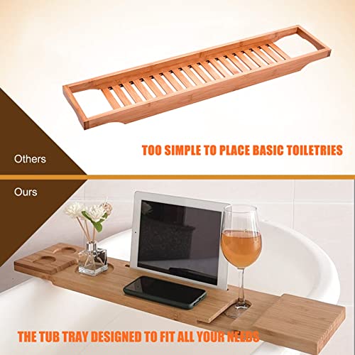 GANFANREN Bathtub Tray Spa Bathtub Caddy Organizer Rack Book Wine Tablet Holder Bottom Bath Tub Tray Bridge Shelf