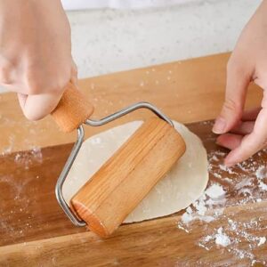 Watris Veiyi Small Rolling Pin, Wooden Dough Roller, Non-Stick Pizza Roller, Dough Baker Roller Set for Home Kitchen Baking Cooking(9.5cm/3.74in)