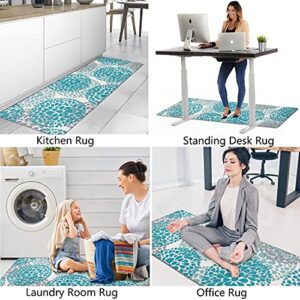 Homcomoda Kitchen Rugs Set Anti Fatigue Kitchen Floor Mat Easy to Clean 2Piece Non Slip Comfort PVC Leather Heavy Duty Standing Mats Indoor Outdoor(17.3"×28" and 17.3"×47")