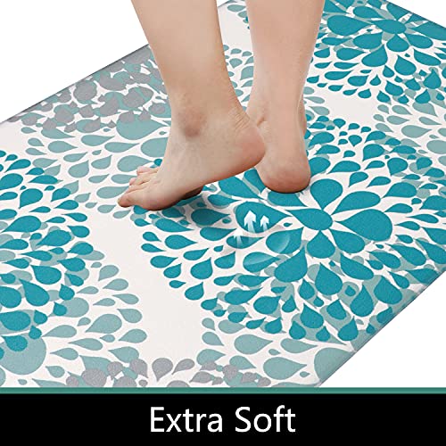 Homcomoda Kitchen Rugs Set Anti Fatigue Kitchen Floor Mat Easy to Clean 2Piece Non Slip Comfort PVC Leather Heavy Duty Standing Mats Indoor Outdoor(17.3"×28" and 17.3"×47")