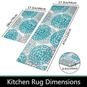 Homcomoda Kitchen Rugs Set Anti Fatigue Kitchen Floor Mat Easy to Clean 2Piece Non Slip Comfort PVC Leather Heavy Duty Standing Mats Indoor Outdoor(17.3"×28" and 17.3"×47")