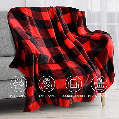 Adigaber Buffalo Plaid Throw Blanket Soft Flannel Fleece Cozy Lightweight for Couch Bed Fit All Seasons Decorative Blankets