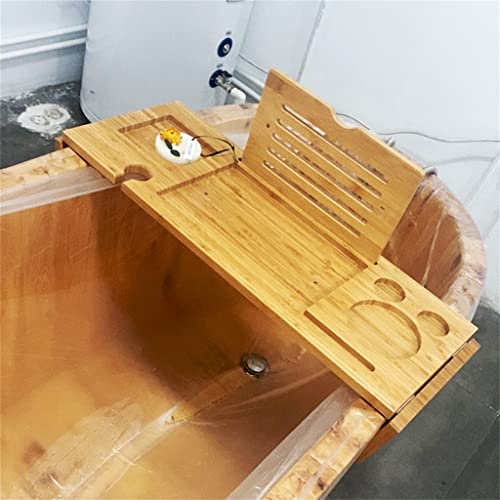 GANFANREN Extendable Bathtub Tray Shower Wine Glass Book Holder Bath Shelf Caddy Bathtub Storage Rack Bathroom Accessories