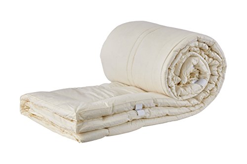 Sleep & Beyond 60 by 80-Inch Washable Wool Mattress Topper, Queen, Natural