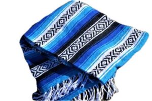 galaxy reborn mexican blanket handwoven 82 x 54 xlarge heavyweight falsa in caribbean blue beachy throw