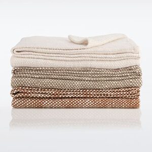 Nate Home by Nate Berkus 100% Cotton Basket Weave Two-Tone Bed Blanket | Breathable, All-Season Throw, Decoration for Bedding from mDesign - King, Sandstone (Taupe)