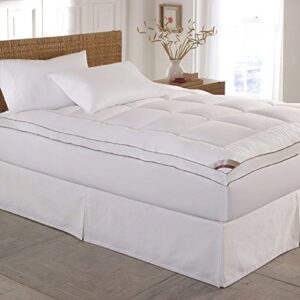 kathy ireland ki709303 2'' thick cotton fiber mattress pad (topper) - with 16'' stretchable pocket, queen, white
