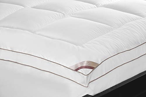 kathy ireland KI709303 2'' Thick Cotton Fiber Mattress Pad (Topper) - with 16'' Stretchable Pocket, Queen, White