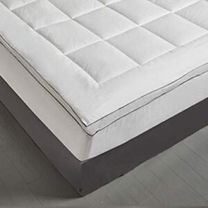 kathy ireland KI709303 2'' Thick Cotton Fiber Mattress Pad (Topper) - with 16'' Stretchable Pocket, Queen, White