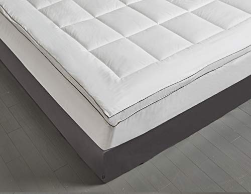 kathy ireland KI709303 2'' Thick Cotton Fiber Mattress Pad (Topper) - with 16'' Stretchable Pocket, Queen, White