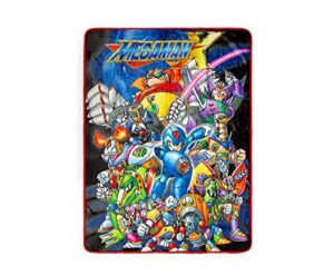 mega man x fleece throw blanket | plush soft polyester cover for sofa and bed, cozy home decor, luxury room essentials | capcom video game gifts for adults and kids | 45 x 60 inches