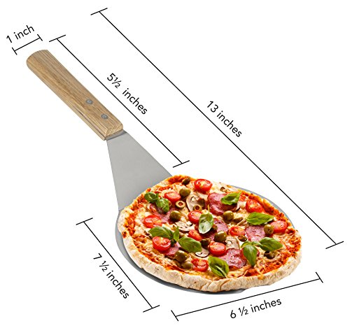 Extra-Large Stainless Steel Wide Spatula Turner with Strong Wooden Handle - Dishwasher Safe Kitchen Utensil - Heavy Duty Oversized Metal Lifter for Grilling, Cooking, Baking Cake & Cookies pancake