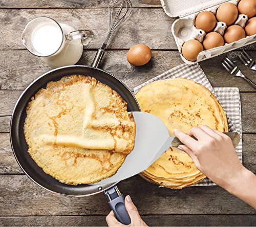 Extra-Large Stainless Steel Wide Spatula Turner with Strong Wooden Handle - Dishwasher Safe Kitchen Utensil - Heavy Duty Oversized Metal Lifter for Grilling, Cooking, Baking Cake & Cookies pancake