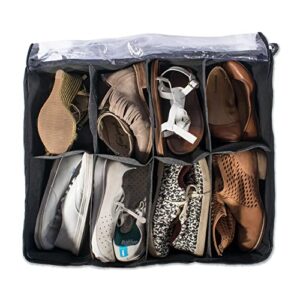 DII Breathable Closet Shoe Soft Storage Bag, Black Linen, 8 Shoe Storage