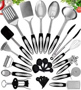 home hero 25-pcs kitchen utensils set - stainless steel cooking utensils set with spatula - kitchen gadgets & kitchen tool gift set