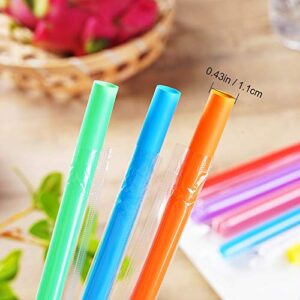 200 PCS Individually Packaged Colorful Jumbo Smoothie Straws, Large Wide Milkshake Disposable Plastic Drinking Straw (0.43" Diameter and 8.2" long) (200)