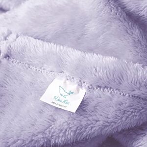 Whale Flotilla Fuzzy Faux Fur Throw Blanket for Couch, Soft Warm Fluffy Fleece Blanket for Bed/Sofa/Camping/Travel, Extra Large and Lightweight, 50x70 Inch, Lilac