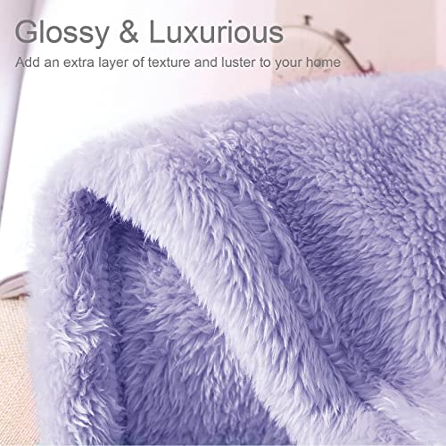 Whale Flotilla Fuzzy Faux Fur Throw Blanket for Couch, Soft Warm Fluffy Fleece Blanket for Bed/Sofa/Camping/Travel, Extra Large and Lightweight, 50x70 Inch, Lilac