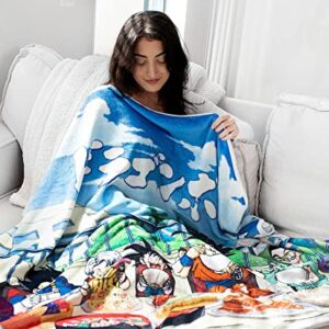 Dragon Ball Super Feast Plush Throw Blanket | Super Soft Fleece Blanket, Cozy Sherpa Cover For Sofa And Bed, Home Decor Room Essentials | Anime Manga Gifts And Collectibles | 45 x 60 Inches