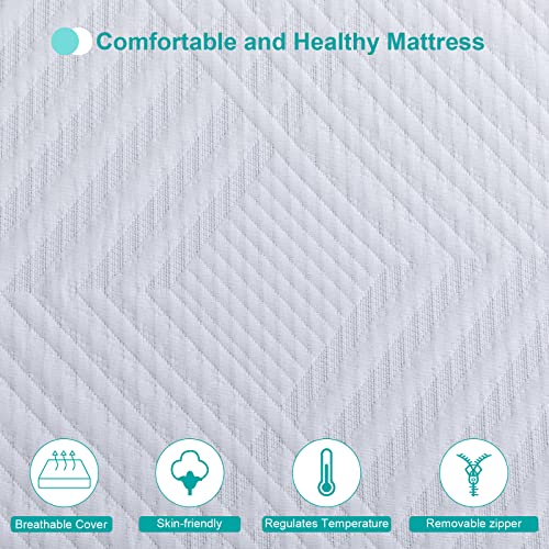 MUUEGM Twin Mattress 6 inch Green Tea Cooling Gel Memory Foam Mattress,Bed-in-a-Box,Twin Size Mattresses for Pressure Relief,Medium Firm,CertiPUR-US Certified,Fiberglass Free