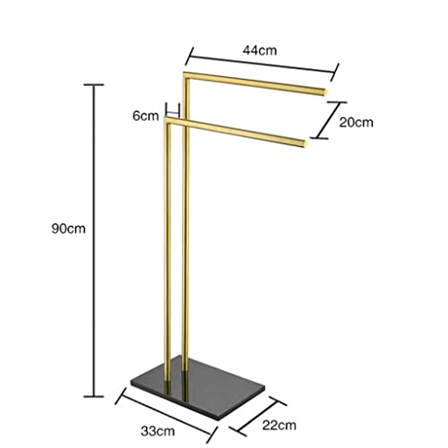 FCMLD 90cm High Gilding Hanging Towel Bar Holder Marble Base No Punching Floor Stand