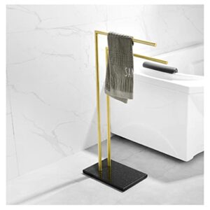 FCMLD 90cm High Gilding Hanging Towel Bar Holder Marble Base No Punching Floor Stand