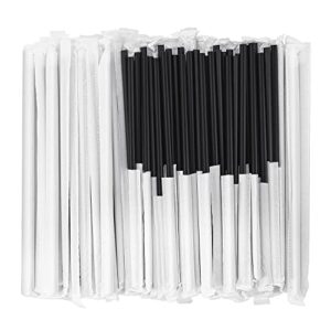[100 pcs] biodegradable compostable individually wrapped straws - pla disposable plant based black straws (8.25" longx0.23" wide)