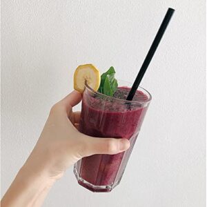 [100 Pcs] Biodegradable Compostable Individually Wrapped Straws - PLA Disposable Plant Based Black Straws (8.25" LongX0.23" Wide)