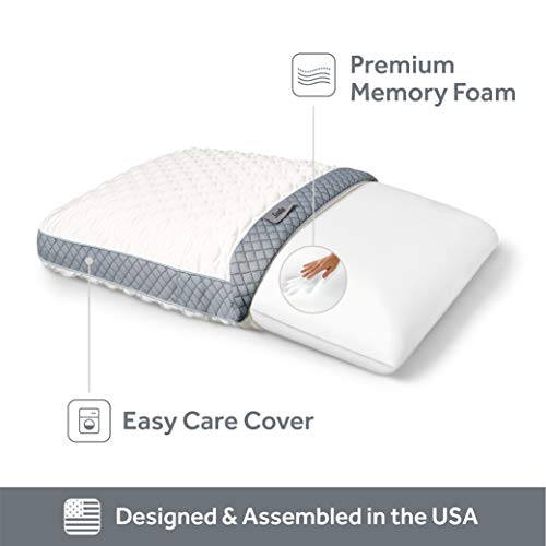 Sealy - Hybrid Bed in a Box - 10 Inch, Medium-Firm Feel, Full Size, CopperChill Technology, CertiPur-US Certified & Molded Memory Foam Pillow, 16 inches x 24 inches x 5. 75 inches, White, Grey