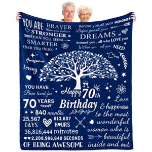 70th birthday gifts for women happy 70th birthday party decorations best gifts for 70 year old woman 70th birthday gifts ideas for mom, dad, grandparents, friends, wife throw blanket 50" x 60"