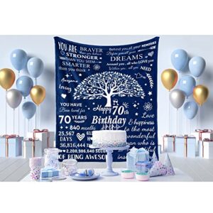 70th Birthday Gifts for Women Happy 70th Birthday Party Decorations Best Gifts for 70 Year Old Woman 70th Birthday Gifts Ideas for Mom, Dad, GrandParents, Friends, Wife Throw Blanket 50" X 60"