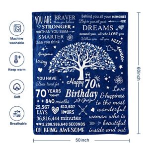 70th Birthday Gifts for Women Happy 70th Birthday Party Decorations Best Gifts for 70 Year Old Woman 70th Birthday Gifts Ideas for Mom, Dad, GrandParents, Friends, Wife Throw Blanket 50" X 60"