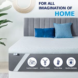 Memory Foam Mattress Topper King, Marine Moon 3 Inch Cooling Gel-Infused Egg Crate Foam Bed Topper Pad, Supportive & Pressure Relieving with Soft Cover for King Size Bed