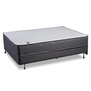 greaton, 10-inch medium plush tight top innerspring mattress & 8" wood box spring set with frame, full xl