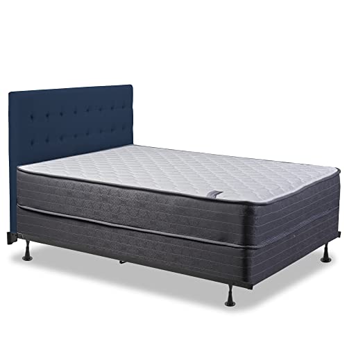 Greaton, 10-Inch Medium Plush Tight top Innerspring Mattress & 8" Wood Box Spring Set with Frame, Full XL