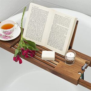 GANFANREN Bath Tub Shelf Rack Multi-Purpose Bathtub Board Tablet with Extending Sides Bathroom Bath Caddy Tray