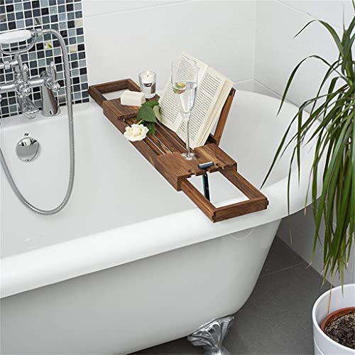 GANFANREN Bath Tub Shelf Rack Multi-Purpose Bathtub Board Tablet with Extending Sides Bathroom Bath Caddy Tray