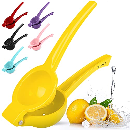 Zulay Premium Quality Metal Lemon Squeezer, Citrus Juicer, Manual Press for Extracting the Most Juice Possible