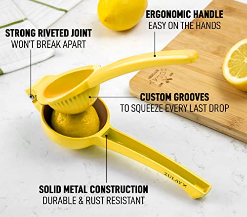 Zulay Premium Quality Metal Lemon Squeezer, Citrus Juicer, Manual Press for Extracting the Most Juice Possible