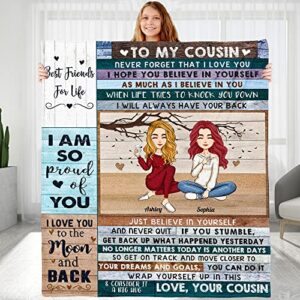 keraoo custom throw blankets gift for cousin, cousin birthday gift ideas, valentine's mother's day graduation birthday gift for her (cousin(sister)-05)