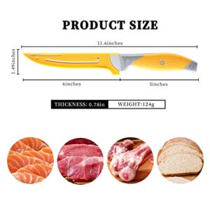 VITUER Boning Knife, 6PCS Fillet Knives (3PCS Filet Knife and 3PCS Knife Cover), 6 Inch Curved Boning Knife for Meat, Fish, Poultry, Cutting, Trimming, German Steel, PP Handle