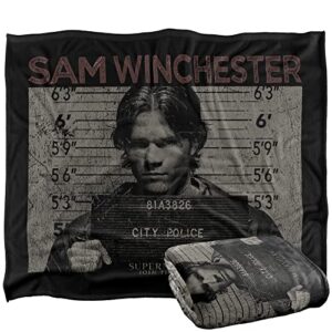 Supernatural Sam Mug Shot Officially Licensed Silky Touch Super Soft Throw Blanket 50" x 60"