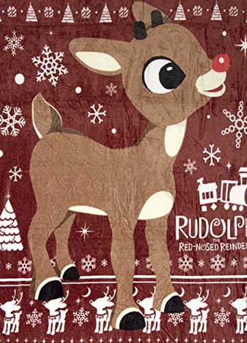 Bioworld Rudolph The Red-Nosed Reindeer Soft Plush Fleece Throw Blanket 45" x 60"