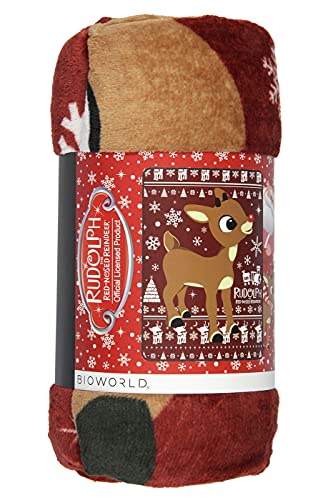 Bioworld Rudolph The Red-Nosed Reindeer Soft Plush Fleece Throw Blanket 45" x 60"